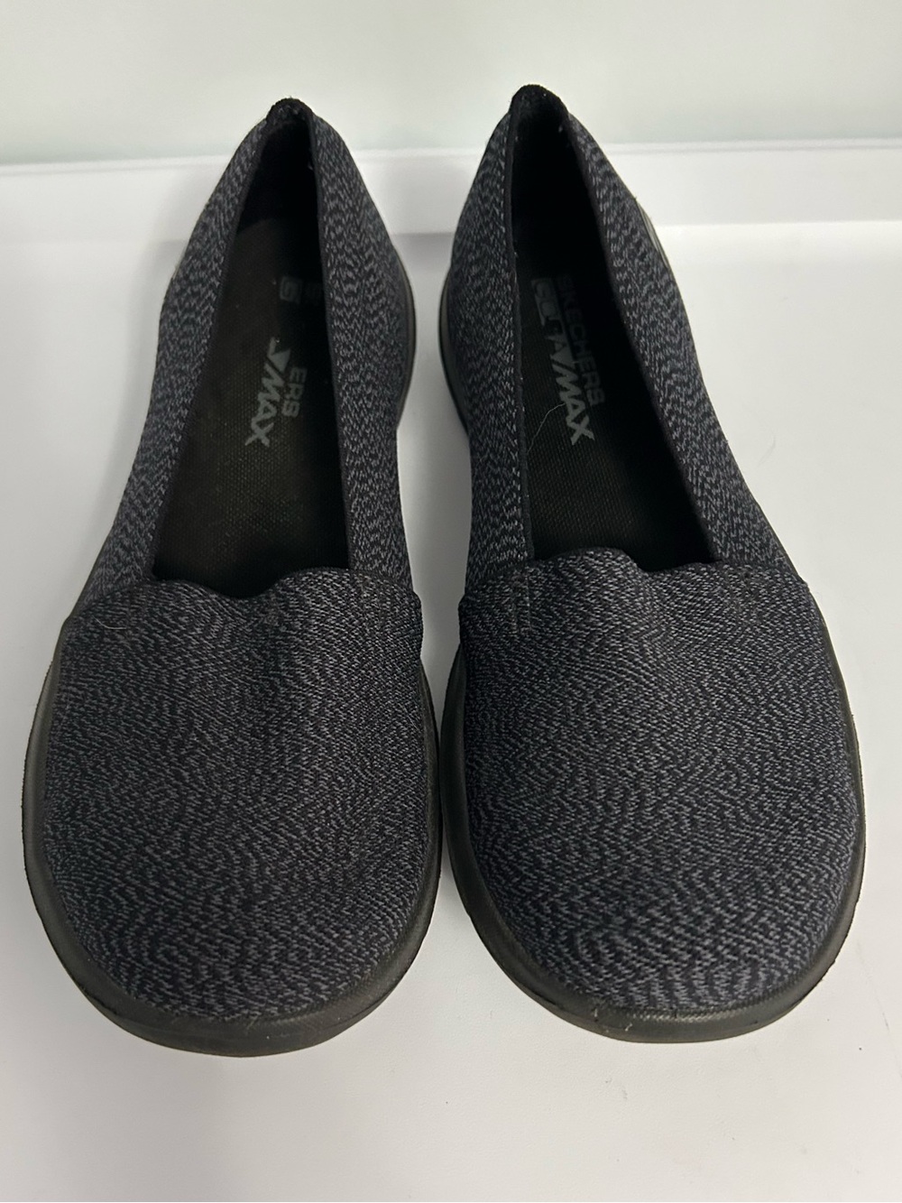 Skechers Slip-On Knit Flats in Dark Gray